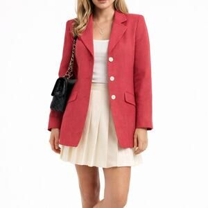 Ports International Pink Linen Blazer Women’s Size 6 Tailored Preppy Statement